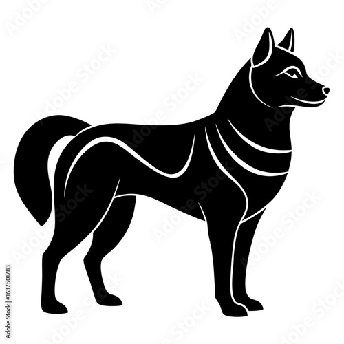 Black silhouette of an east siberian laika dog