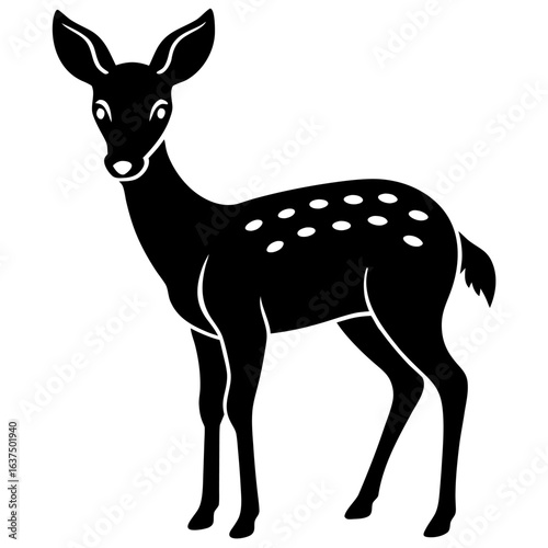 Elegant fallow deer silhouette in black vector style