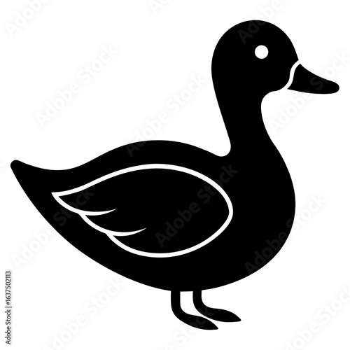 Black silhouette of a gadwall duck in a simple icon style