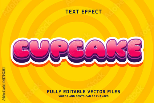 stylish stacked embossed letters with cupcakes word text effect