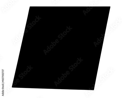 A solid black geometric shape diagonally oriented on a white background