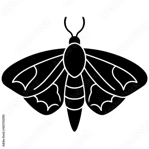 Elegant imperial moth silhouette in black