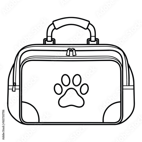 Art of isolated on white background, a pet carrier with a paw print is perfect for transporting your furry friend in comfort and style
