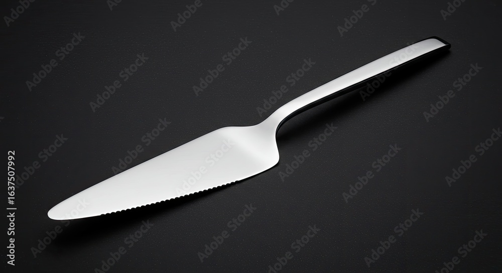 Fototapeta premium Elegant Cake Server on Black Background Shiny and Clean.