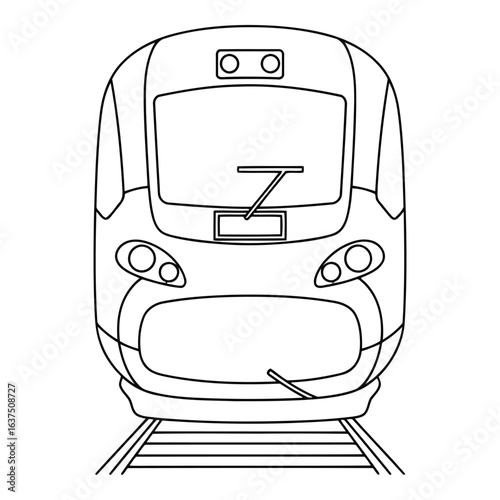 Art of modern highspeed train outline drawing isolated on white background for transportation and travel design projects