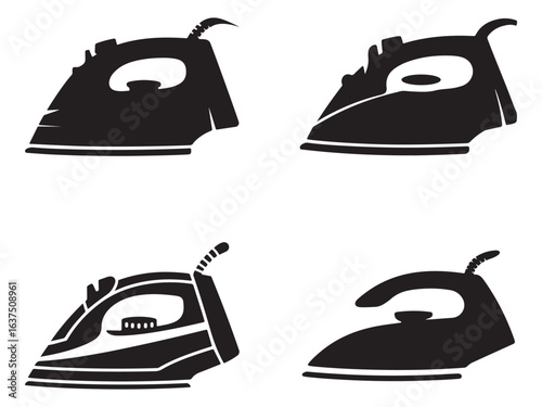 Four Simple Black Silhouette Ironing Irons