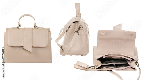 Beige women's bag with open exterior.