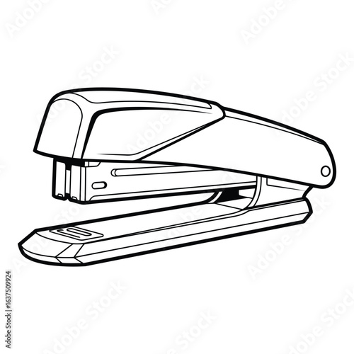 Art of black and white line art of a stapler isolated on white background, perfect for office supply designs and stationary related projects