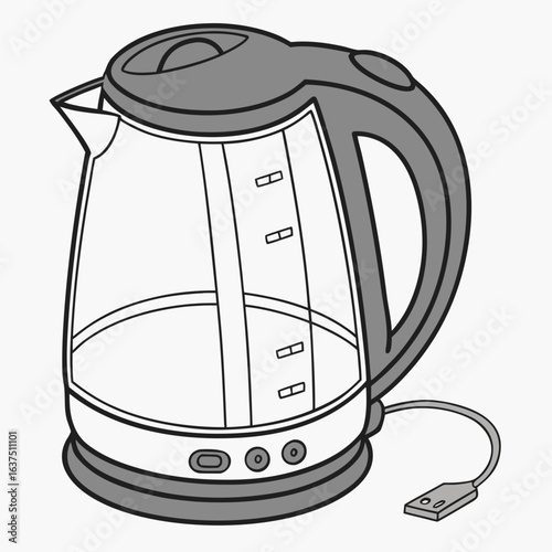 Electric kettle isolated on white background is a kitchen appliance used for heating water quickly and efficiently for tea and other beverages