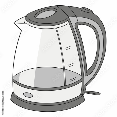Electric glass kettle for boiling water isolated on white background, a modern kitchen appliance for making tea and other hot drinks