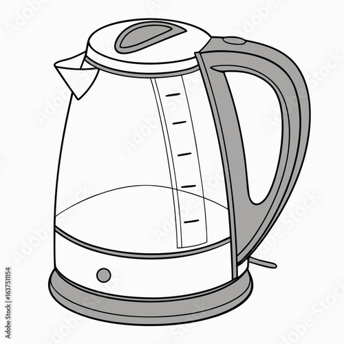 Electric glass kettle for boiling water isolated on white background, a modern kitchen appliance for making tea and other hot drinks