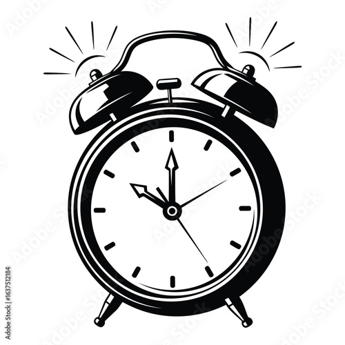 Art of vintage alarm clock ringing isolated on white background, a classic timepiece for waking up and managing time with retro charm