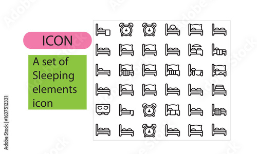 A set of sleeping elements line art icon