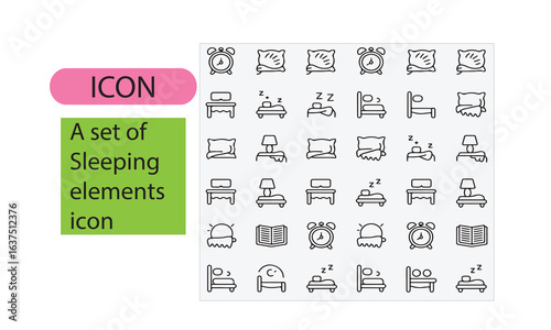 A set of sleeping elements line art icon
