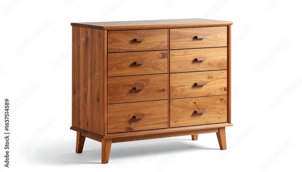 Mid-century modern eight-drawer dresser in light wood Mid-century modern eight-drawer dresser in light wood