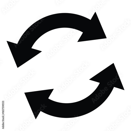 Art of circular arrows isolated on white background, symbolizing refresh, reload, sync, and repeat actions in a continuous cycle of movement