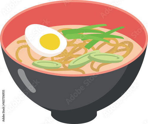 vector illustration of a ramen bowl with boiled eggs