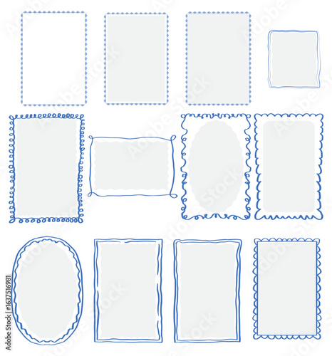 WebSet of Hand drawn borders frames. Perfect for invitations, greeting cards, posters, and party designs.