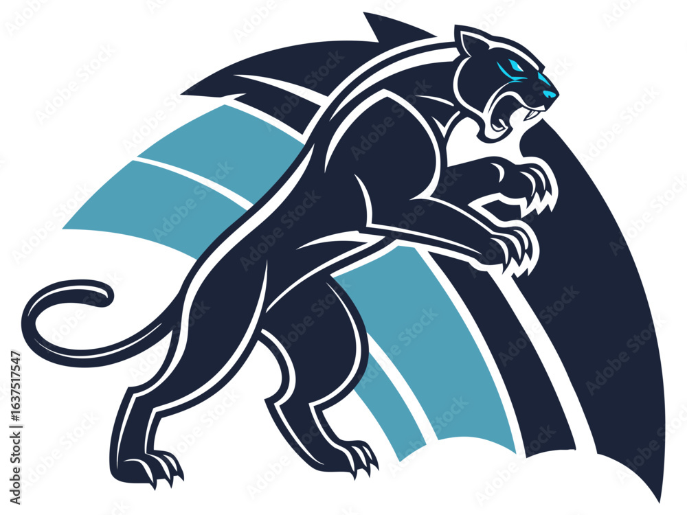 Obraz premium Powerful Black Panther Silhouette Logo