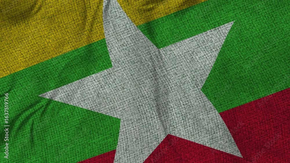 Myanmar Close-up flag animation seamless loop. high resolution 4k