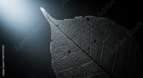 Translucent Skeleton Leaf: Dark Nature Photography