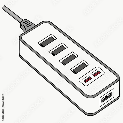 White usb hub with multiple ports for connecting devices to a computer