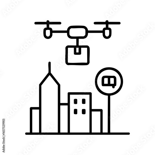 Drone Delivery Service in Smart City Icon