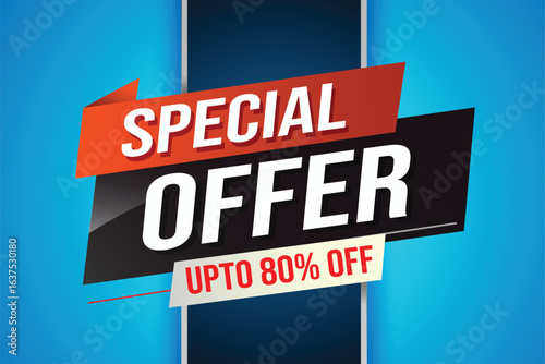 Special offer word concept vector illustration red modern futuristic 3d style for landing page template ui web mobile app poster banner flyer background gift card coupon label wallpaper 