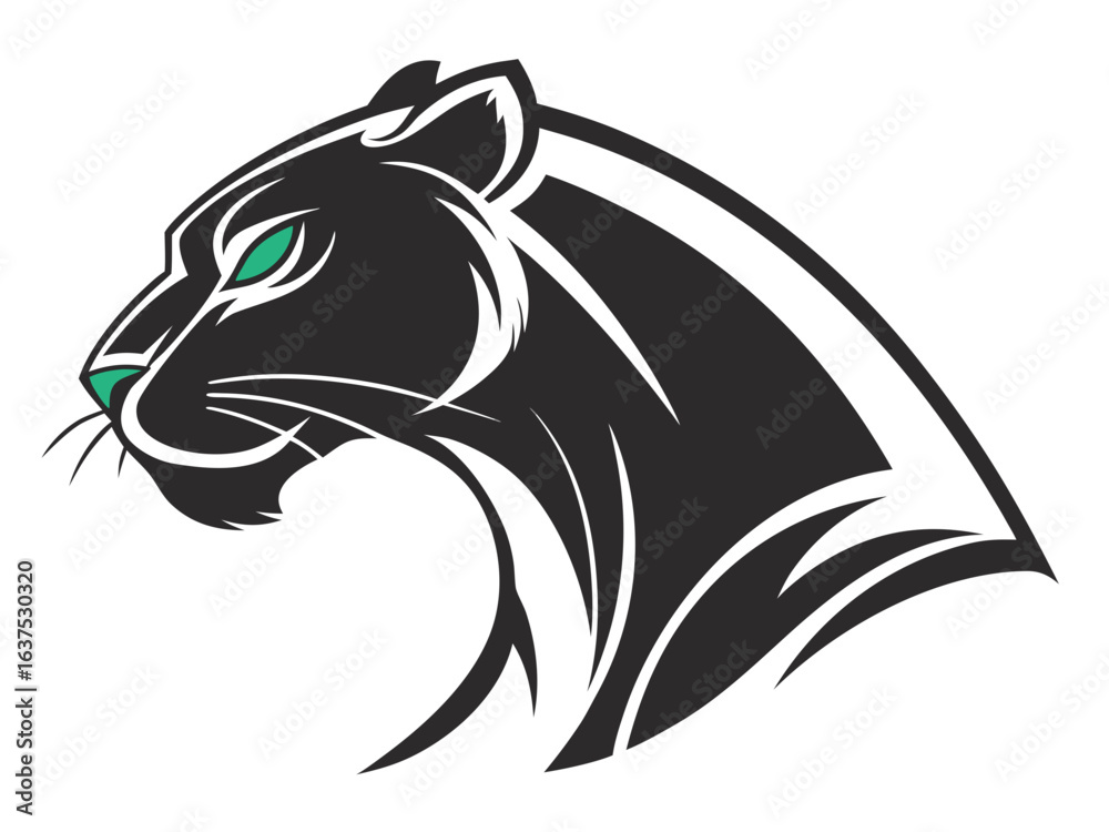 Fototapeta premium A bold, stylized logo of a panther's head.