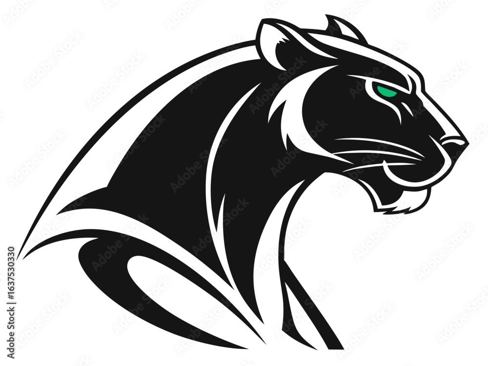 Fototapeta premium A bold, stylized logo of a panther's head.