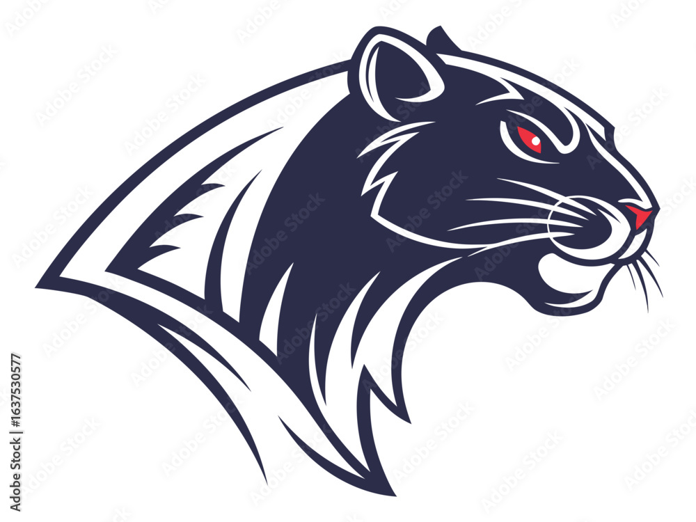 Obraz premium A bold, stylized logo of a panther's head.