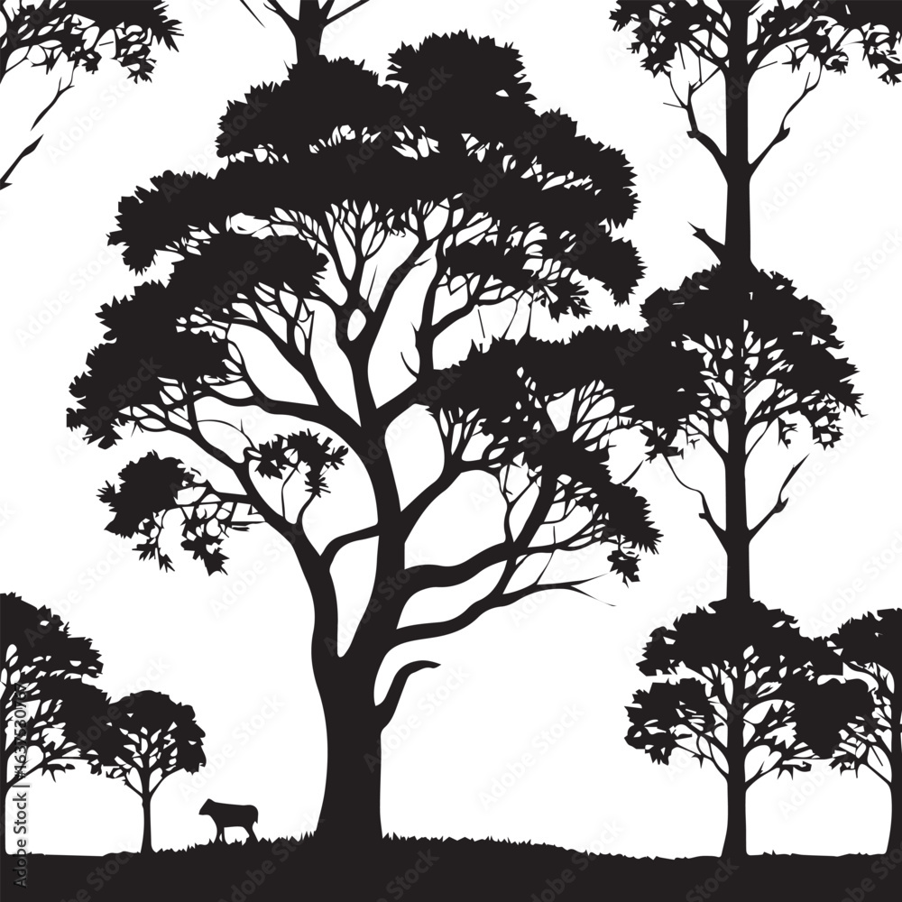 Obraz premium tree silhouette Vector | Minimalist & Trendy tree Silhouette Design | Unique & Stylish tree Artwork for Vector design