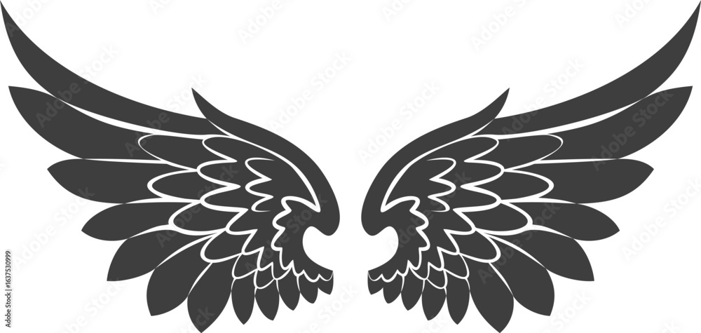 Obraz premium vector illustration of black wings