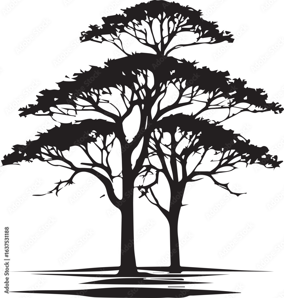 Obraz premium tree silhouette Vector | Minimalist & Trendy tree Silhouette Design | Unique & Stylish tree Artwork for Vector design