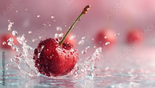 Red cherry splashing in water (1)