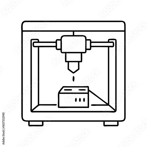Explore the future of manufacturing with this 3d printer design and additive technology icon art