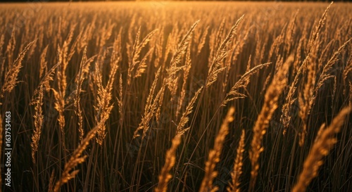 Golden Hour Meadow Grass: Nature's Warm Embrace at Sunset