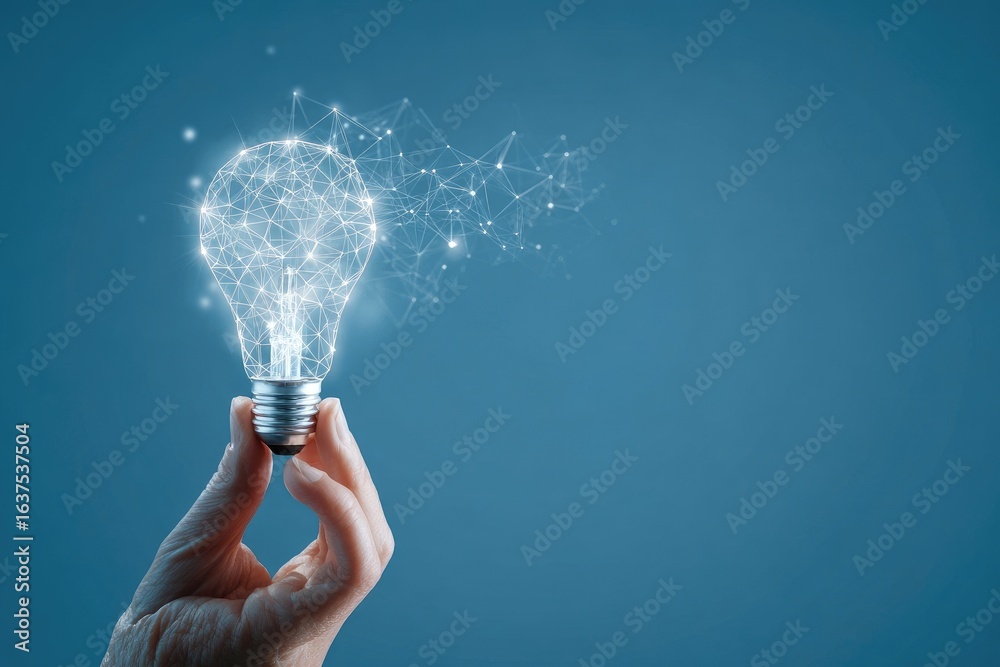 custom made wallpaper toronto digitalHand holding lightbulb, digital network design