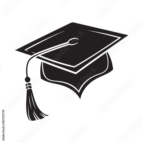 graduation cap and diploma symbol with tassel. vector illustration on transparent background.