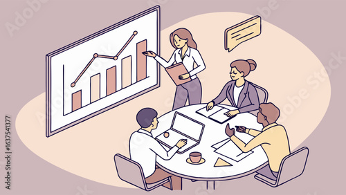 Business Team Analyzing Financial Data During a Meeting.