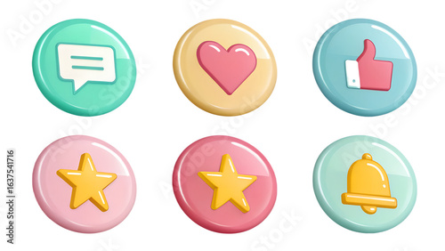 Collection of pastel social media icons on a dark background