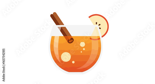 Inviting apple cider illustration with cinnamon stick, warm vector drink