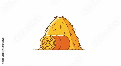 Stylized golden hay bale and round hay bale evoking rustic rural charm