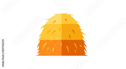 Stylized Hay Bale Illustration with Flat Design and Bright Color Palette