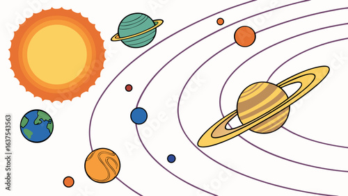 Colorful Cartoon Solar System Illustration 1.