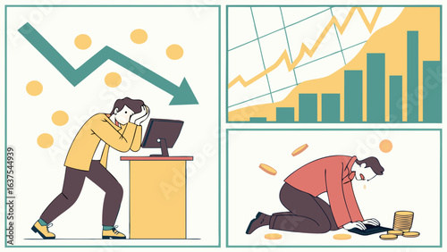 Depressed Businessman Experiencing Financial Loss and Economic Downturn.