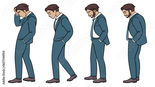 Depressed Businessmen in Different Poses.
