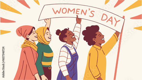 Diverse Women Celebrating Womens Day.