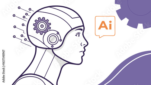 Futuristic AI Robot Head Profile View.
