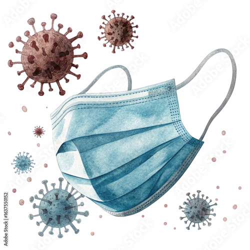 Medical mask protects against viral threat, symbolizing health and safety during pandemic